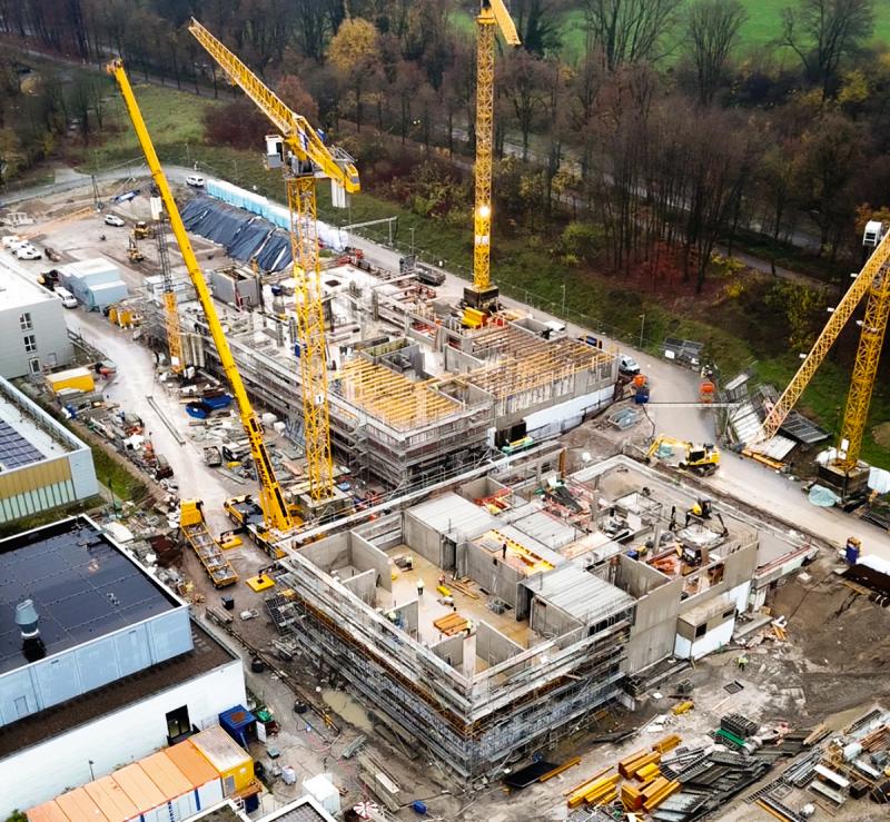 Baustelle der Neubauten R5 und R6 für die Universität Bielfeld